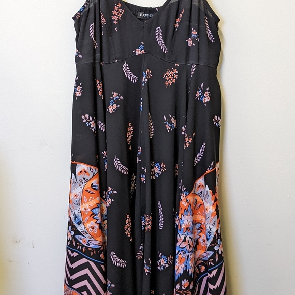 Express Dresses & Skirts - Express Black and Orange Floral Maxi Dress